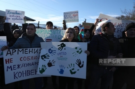 Azerbaijani Eco-Activists, NGO Members Protest in Karabakh Region